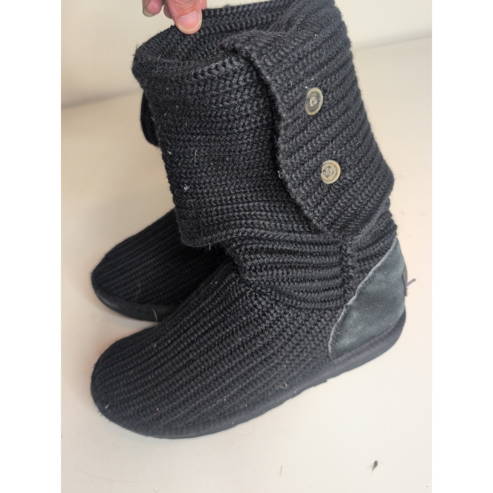 UGG Australia Classic Cardy 5819 Black Knit Sweater Boots Women's Size 9